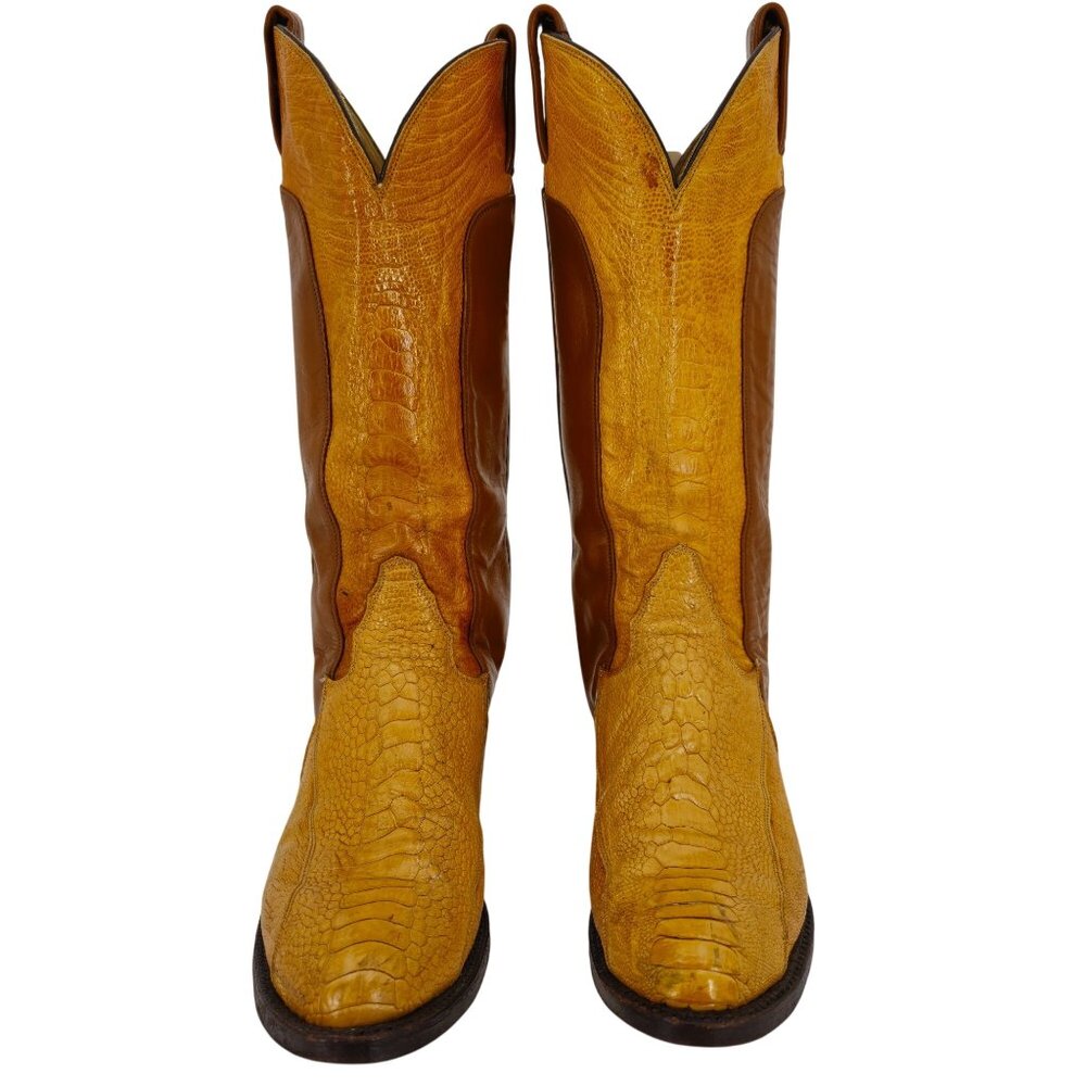 Vintage Unique Exotic Ostrich Tony Lama Mens 7D Brown Cowboy Western Boots CBC - Picture 2 of 16